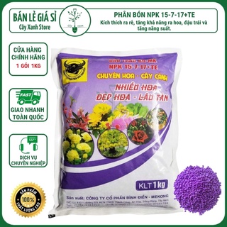Phân bón Đầu Trâu NPK chuyên cho hoa, cây cảnh 15-7-17+TE