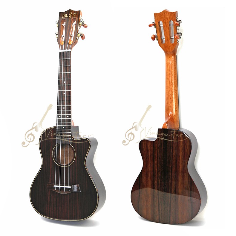 Đàn ukulele cao cấp Music gỗ cẩm dáng khuyết sơn bóng 2 size concert và tenor - Vinaguitar phân phối chính hãng