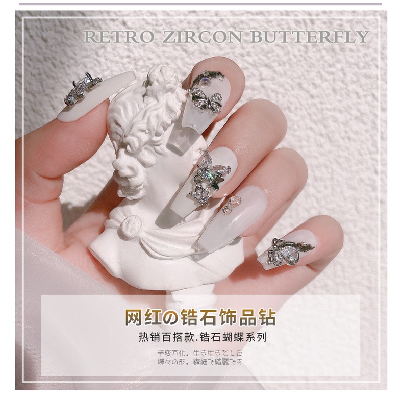 Phụ Kiện Dây Xích Kim Loại Đính Đá Zircon Trang Trí Móng Tay Nghệ Thuật