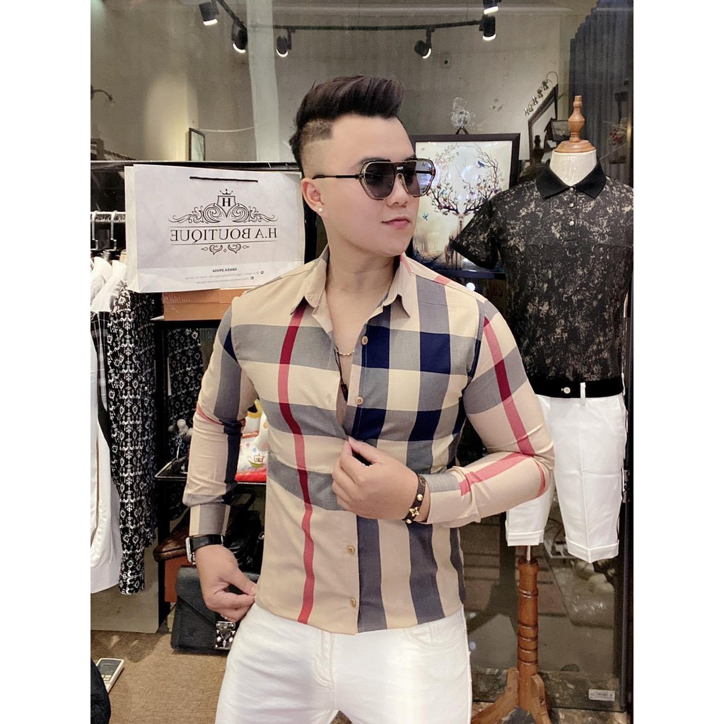 CHẤT ĐẸP 💎 Áo sơ mi nam hoạ tiết 3D dài tay phối caro Bbr mã 3TD04