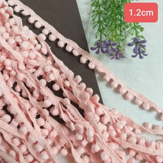 Ren chỉ cotton pom pom , size 1.2cm (dây 5 mét)