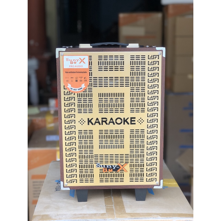 Loa Kéo Bluetooth Bass 20 Vỏ gỗ Karaoke Cực hay Tặng 2 Mic Không Dây Cao cấp Siêu hút âm