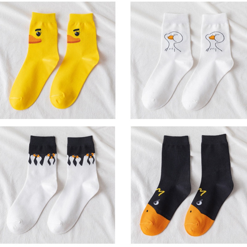 Tất Cotton In Họa Tiết Vịt Hoạt Hình Vui Nhộn Cho Nữ