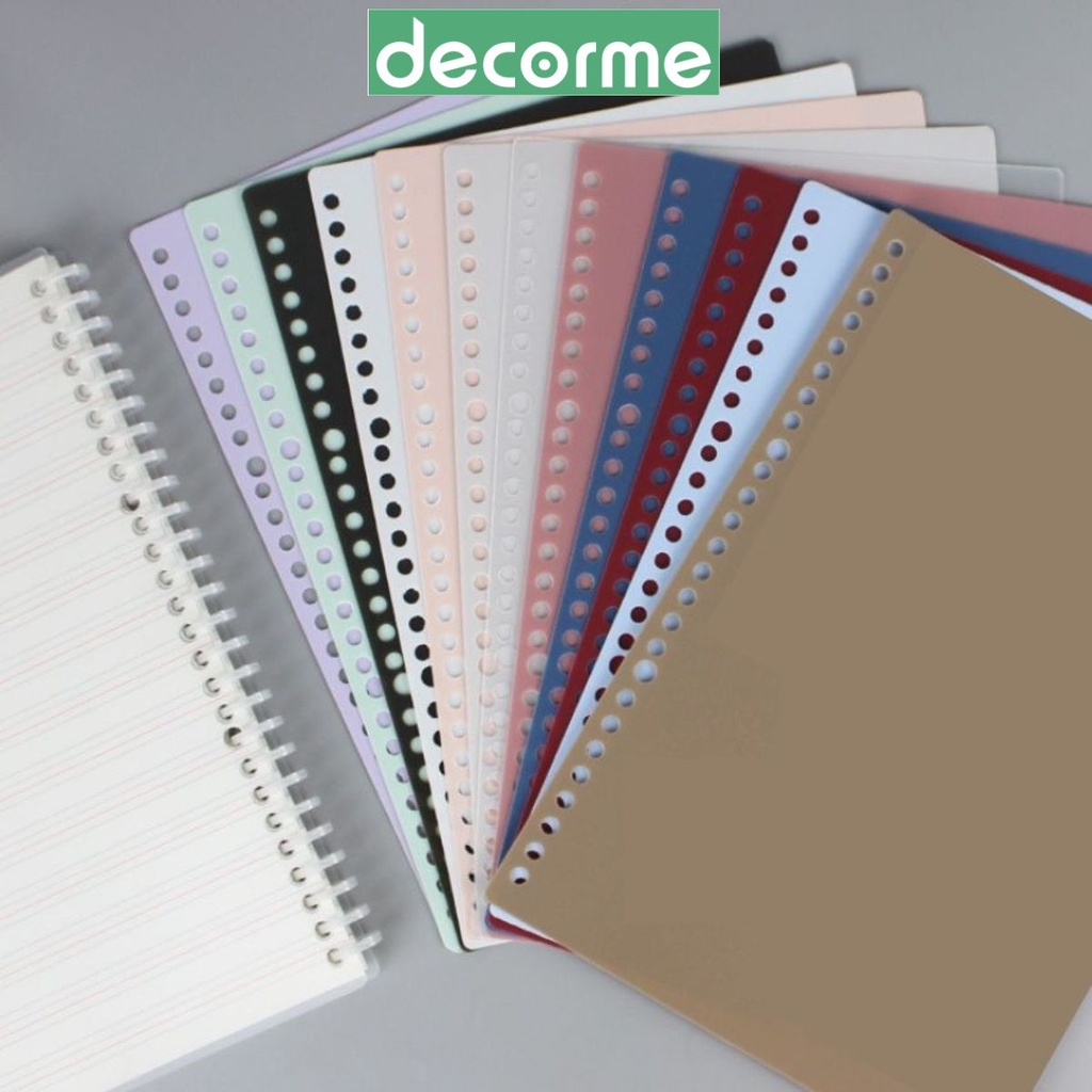 Bìa còng B5 A5 A4 DecorMe Bìa Nhựa đã đục lỗ dày 0.65mm làm sổ caro bullet journal