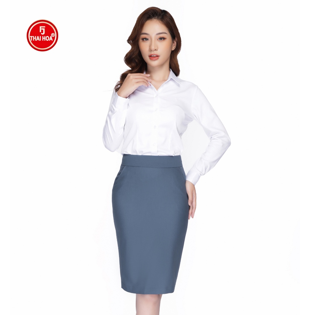 Chân váy nữ Thái Hòa 2J883 thời trang công sở dáng ôm vải cotton lanh Juyp