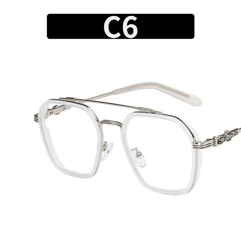 (YUZHU) New Fashion Anti Blue Light Double Beam Irregular Glasses for Men