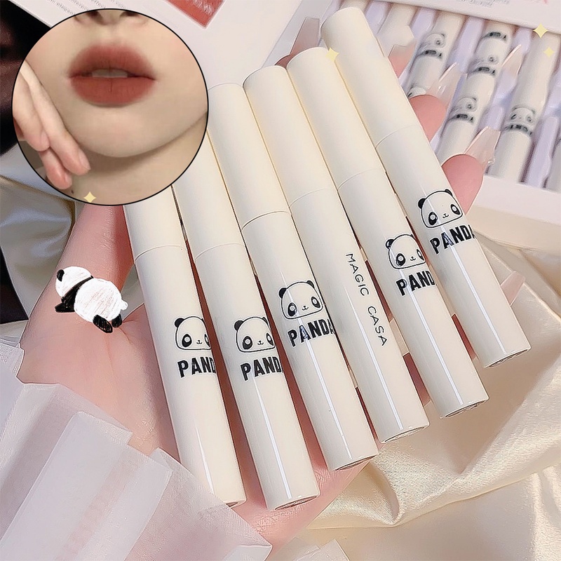 Bộ 6 Son Môi Dạng Lỏng Chống Thấm Nước Lâu Trôi Không Phai Màu Thiết Kế Vỏ Hình Gấu Hoạt Hình