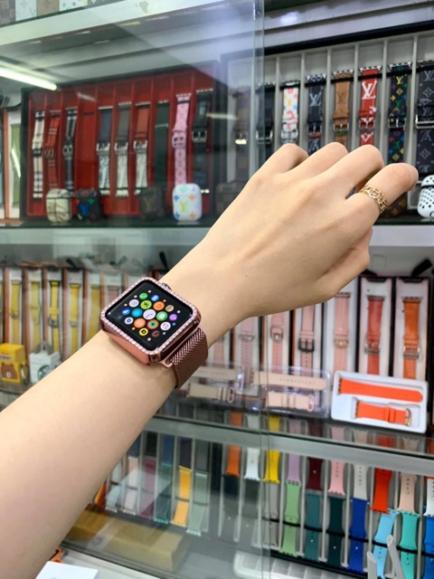 COMBO THÉP MILAN + ỐP VIỀN ĐÍNH HỘT SANG CHẢNH DÀNH CHO APPLE WATCH