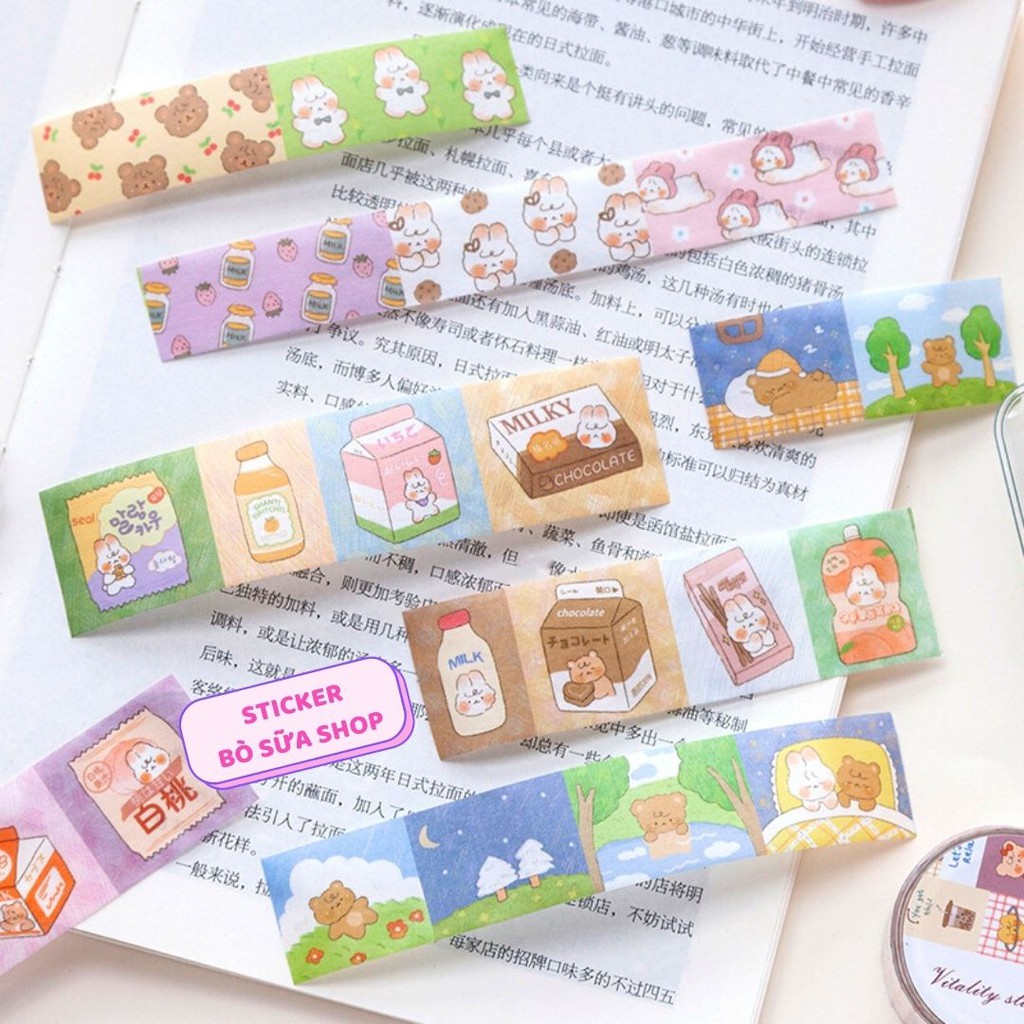 Sticker 5 mét siêu dài Phiên bản giới hạn, cuộn washi tape băng keo trang trí nhiều hình cực đáng yêu