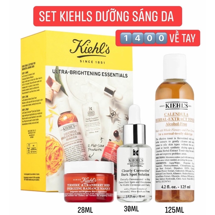 SET DƯỠNG TRẮNG DA KIEHLS BA MÓN