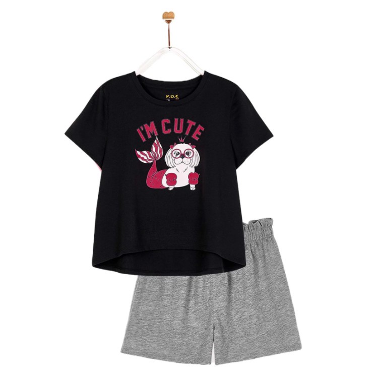 Bộ đồ Mặc Nhà Ngắn Tay Bé Gái M.D.K I Am Cute M.D.K - chất liệu Jersey Cotton mềm mại, thoáng mát