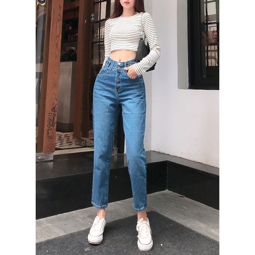 Quần Baggy Jeans HT05 Xanh Đậm, Xanh Nhạt Ống Suông Phong Cách Trẻ Trung Cá Tính