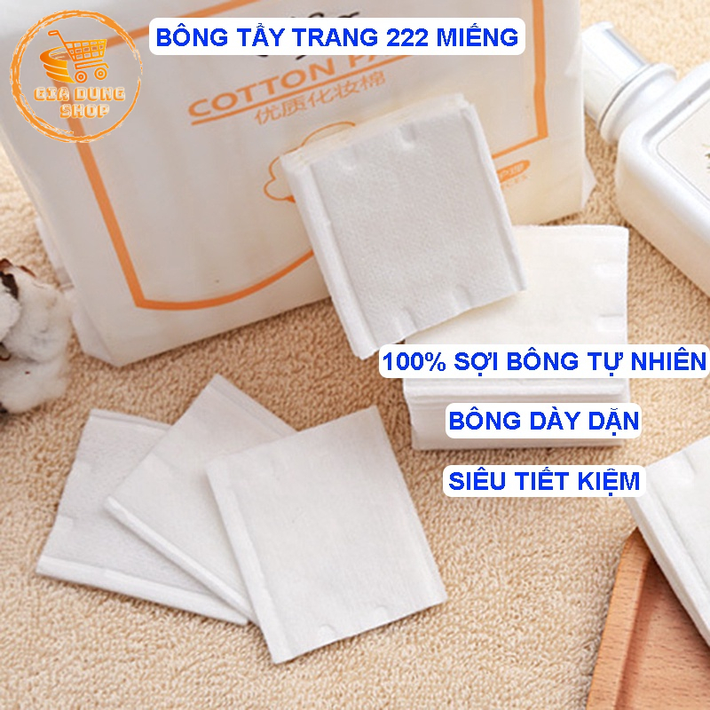 Bông Tẩy Trang Cotton Pads Smart 222 Miếng 3 Lớp 100% Bông Tự Nhiên Dày Dặn Ềm Ái
