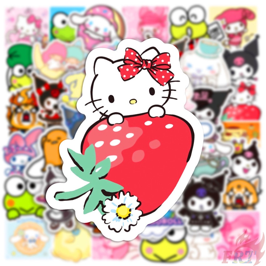 ❉ Sanrio Cartoon Kawaii Character Mixed Series 01 Stickers ❉ 50Pcs/Set Q Melody Kuromi Kerokero Keroppi Cinnamoroll Hello Kitty DIY Fashion Luggage Laptop Skateboard Decals Doodle Stickers