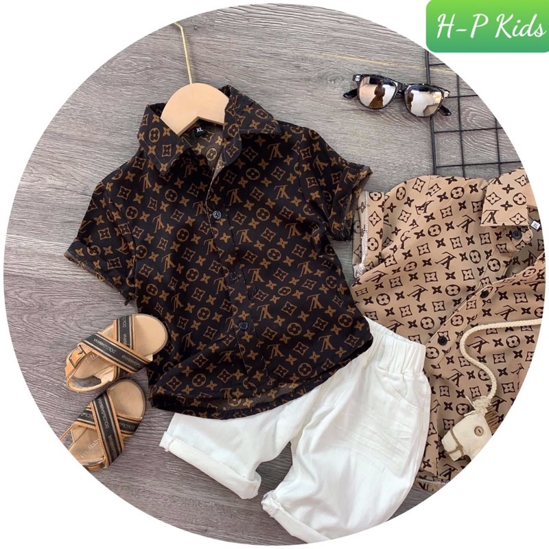 Sét bộ sơ mi kèm quần kaki cho bé 9-25kg