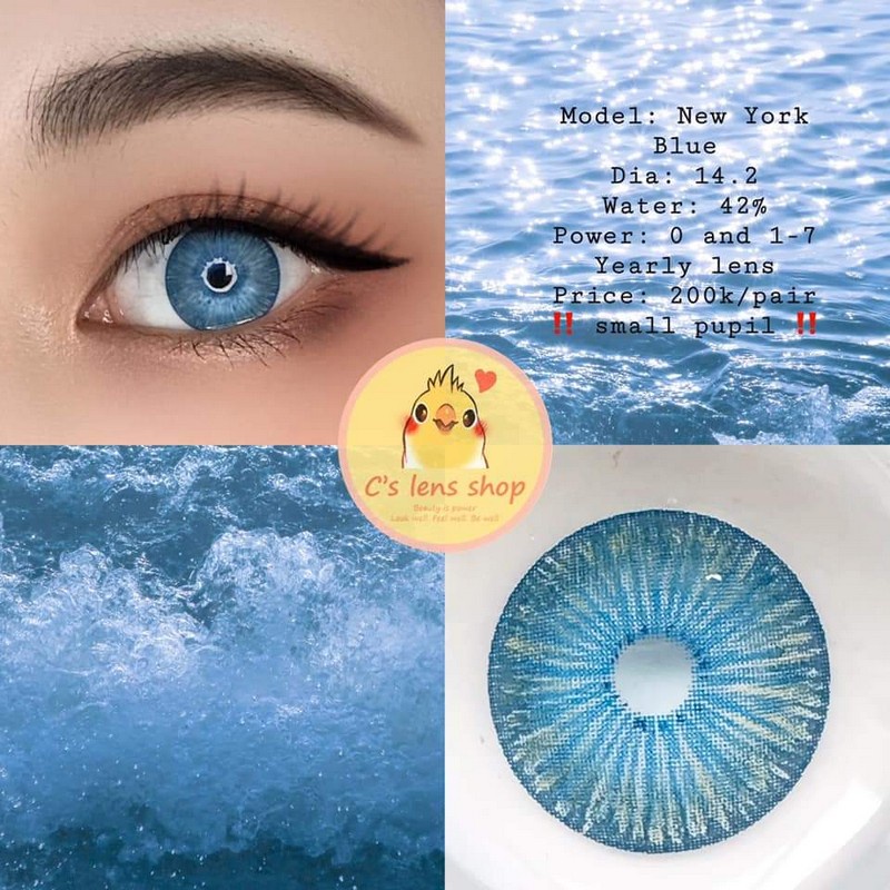 < CÓ SẴN > Lens mẫu New York màu xanh dương, có cận 0-8 [KHÔNG BÁN LỆCH ĐỘ]