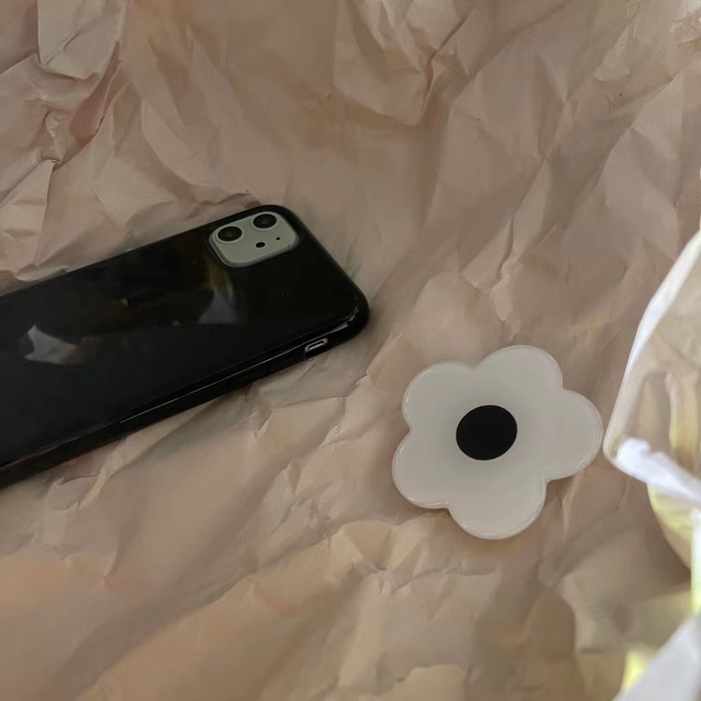 Ốp Điện Thoại tpu Mềm Màu Đen Có Giá Đỡ Hình Hoa macaron Cho iphone 14promax 13 12 pro max 11 pro max xs max xr x 7 8 plus