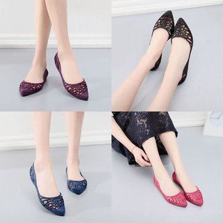 GIẦY NHỰA THƠM DẺO THỜI TRANG CAO CẤP MŨI NHỌN ĐẾ BỆT KHÔNG NƠ ĐI KHI TRỜI  MƯA NỮ GNN03