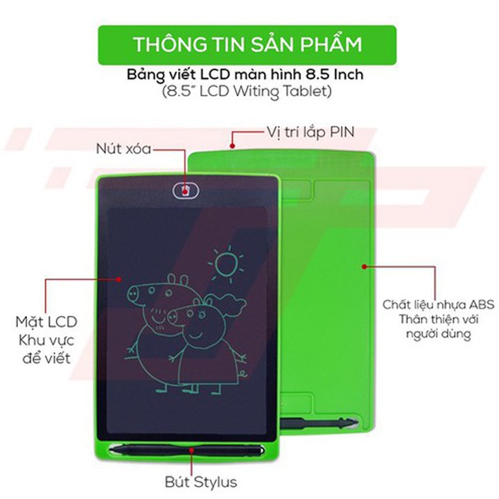 Bảng viết tự xoá-bảng vẽ điện tử LCD-Bảng điện tử thông minh 8.5inch