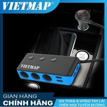 Bộ Chia Nguồn Ô tô VietMap VM71 Cao Cấp – Bộ Chia 3 Tẩu Thuốc 4 Cổng Sạc USB