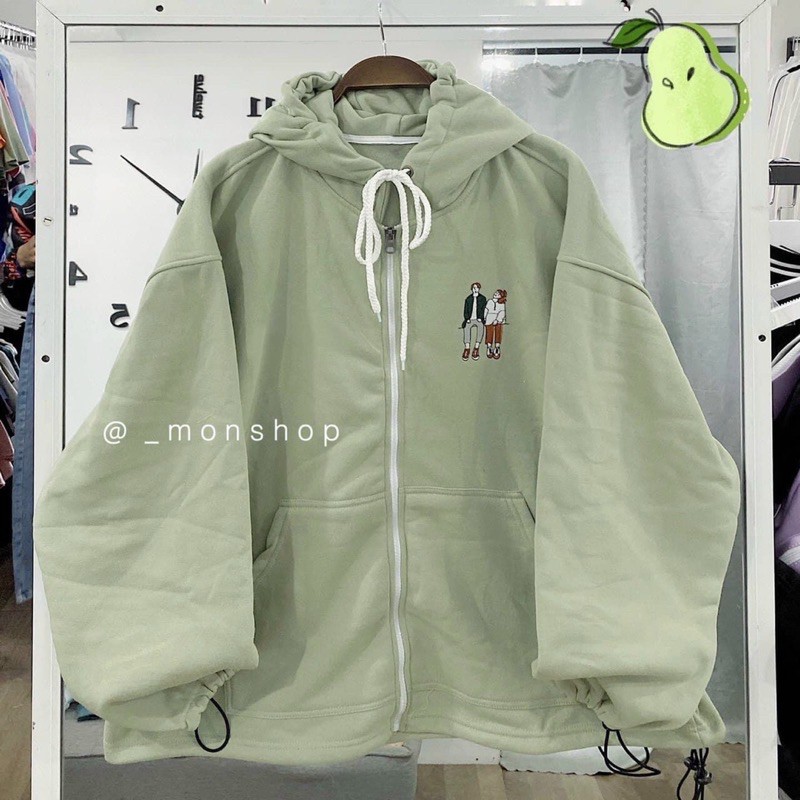 HOODIE ZIP XANH BƠ THÊU COUPLE | BigBuy360 - bigbuy360.vn