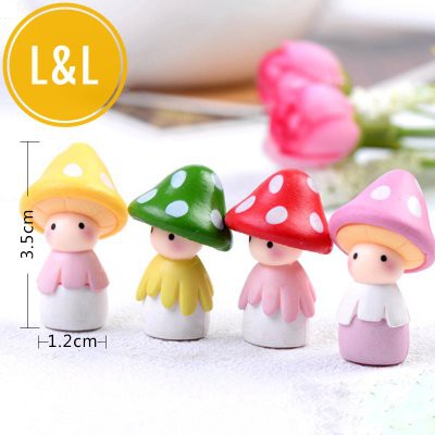 Cô bé nấm làm phụ kiện trang trí terrarium, sen đá, xương rồng, charm slime, cây cảnh mini cây để bàn