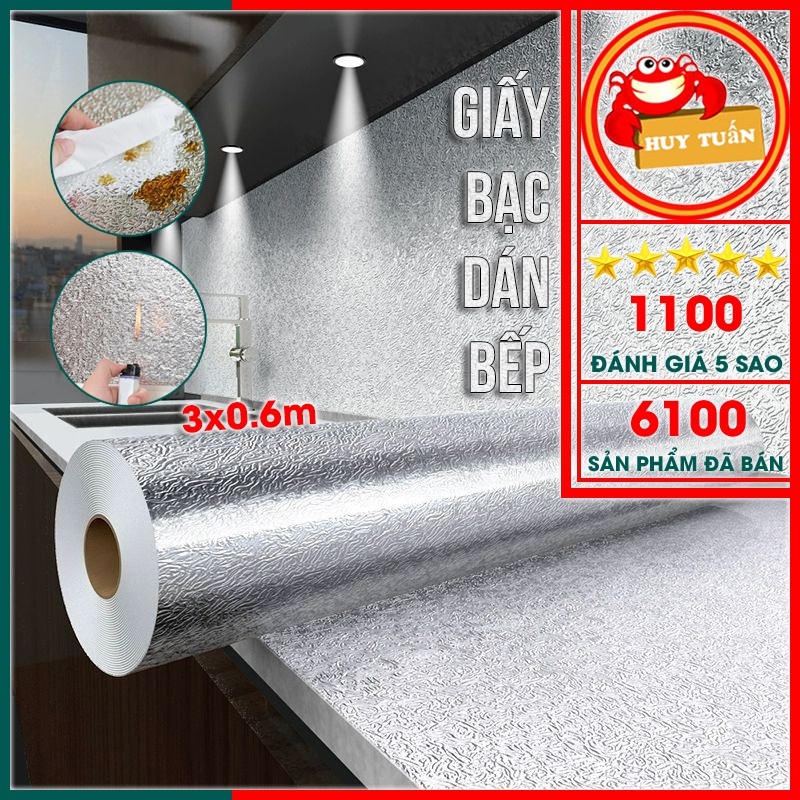Cuộn Giấy Bạc Chống Thấm Dán Nhà Bếp, Tủ, Kệ Đa năng 3 mét khổ 60cm-Miễn Phí Vận Chuyển khi đơn đạt giá trị tối thiểu