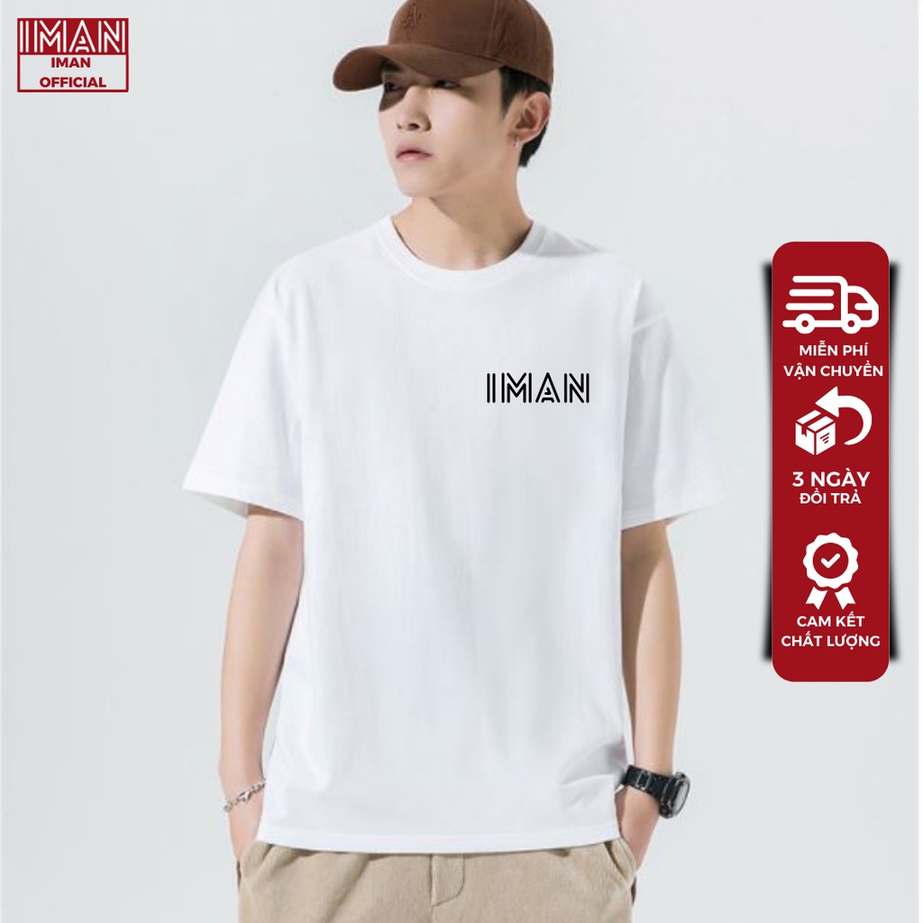Áo thun unisex nam nữ IMAN form rộng, áo phông tay lỡ form rộng chất cotton mát mịn thấm hút mồ hôi