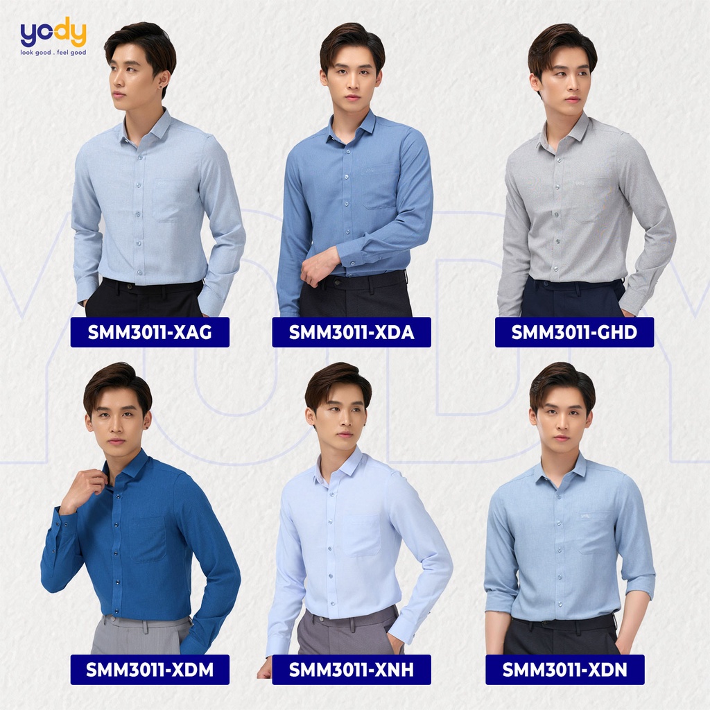 Áo sơ mi nam cafe Melange thương hiệu YODY kháng mùi khử khuẩn SMM3011
