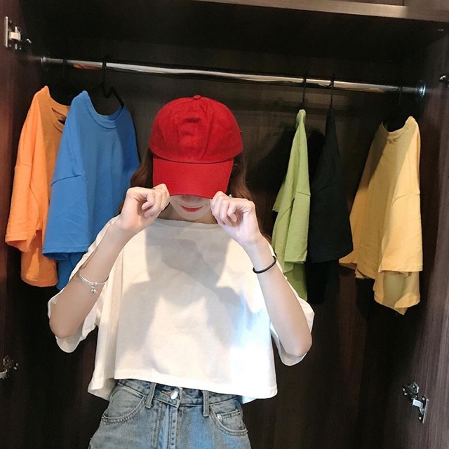 Áo croptop tay lỡ cổ tròn, kèm hình thật