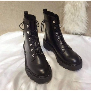 Giày boot martin đính đá khóa kéo