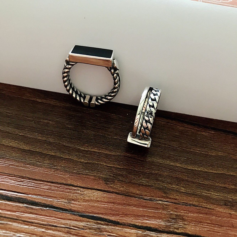 Nhẫn Hở Đính Đá Vuông Màu Vàng / Bạc Điều Chỉnh Được Phong Cách Hip Hop Thời Trang Cho Nữ