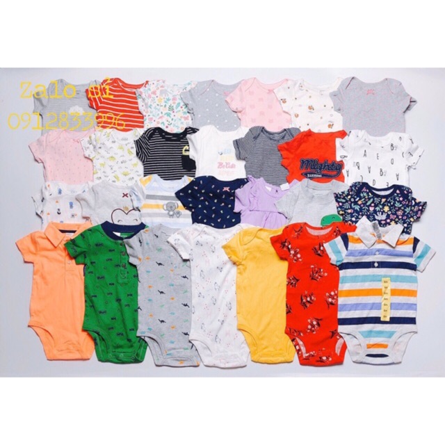 Set 5 bodychip cộc tay xuất dư Cam cho bé 0 - 24m
