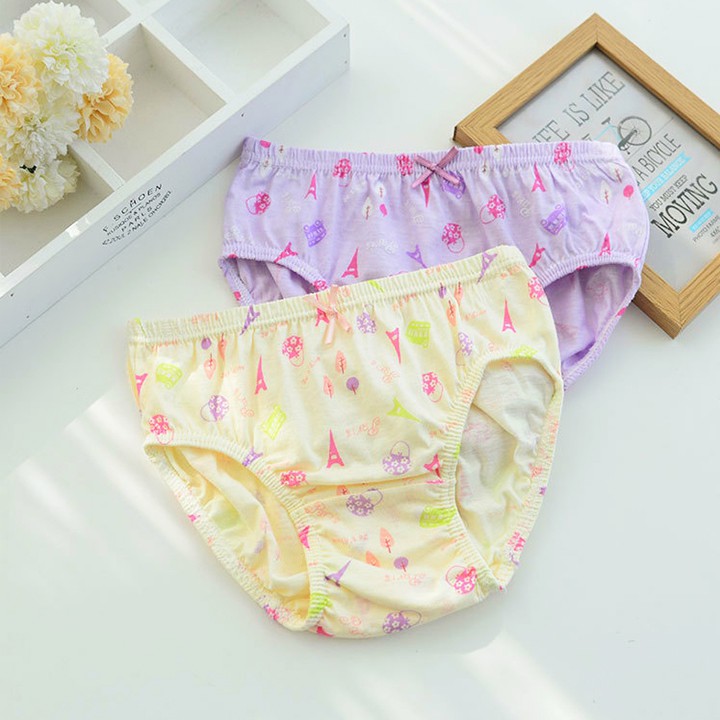 Set 5 quần chip kháng khuẩn cho bé gái, Hộp 5 quần lót cho bé gái 1-12 tuổi xuất Hàn cao cấp chất cotton Baby-S - SC024