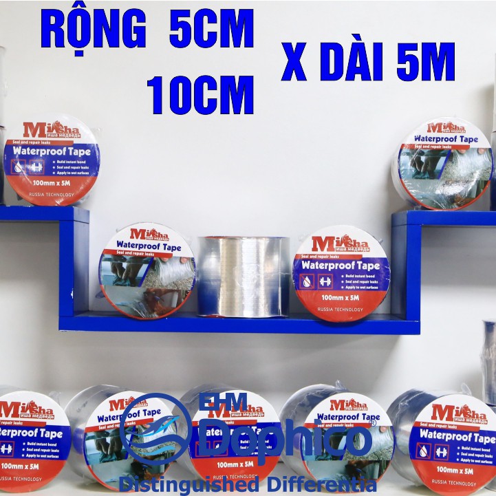 (10cm x 50cm) Miếng dán chống thấm Misha rộng 10cm x dài 50cm – Băng keo chống thấm dột – Bịt rò rỉ ống nước