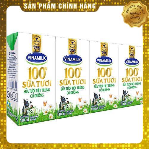 Lốc 4 Hộp Sữa Tươi Vinamilk Có Đường 110ml