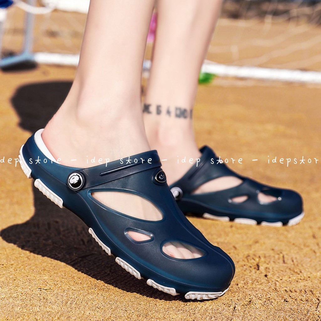 𝐢𝐃É𝐏 𝐆𝐋𝟎𝟐𝟏 Giày sục nhựa dẻo đi mưa bít mũi EVA siêu nhẹ chống nước thoáng khí - Sandal ngư dân cao 3cm cho nữ