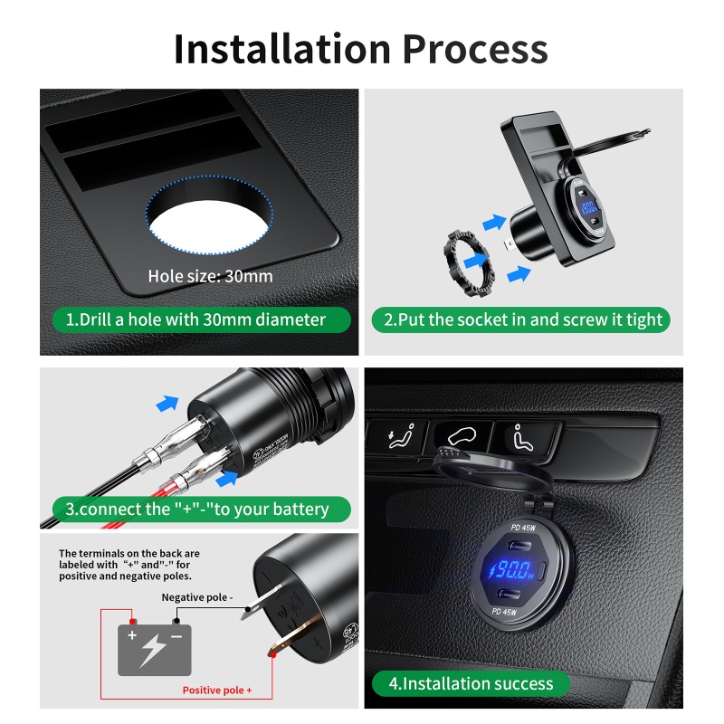 Củ Sạc Nhanh Bằng Hợp Kim Nhôm Cho Xe Hơi Ốp