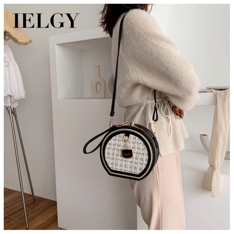 Túi Đeo Chéo Đựng laptop Phối Dây Xích Hình Tròn Nhỏ Nhắn Phong Cách Đường Phố Cổ Điển Thời Trang Cho Nữ