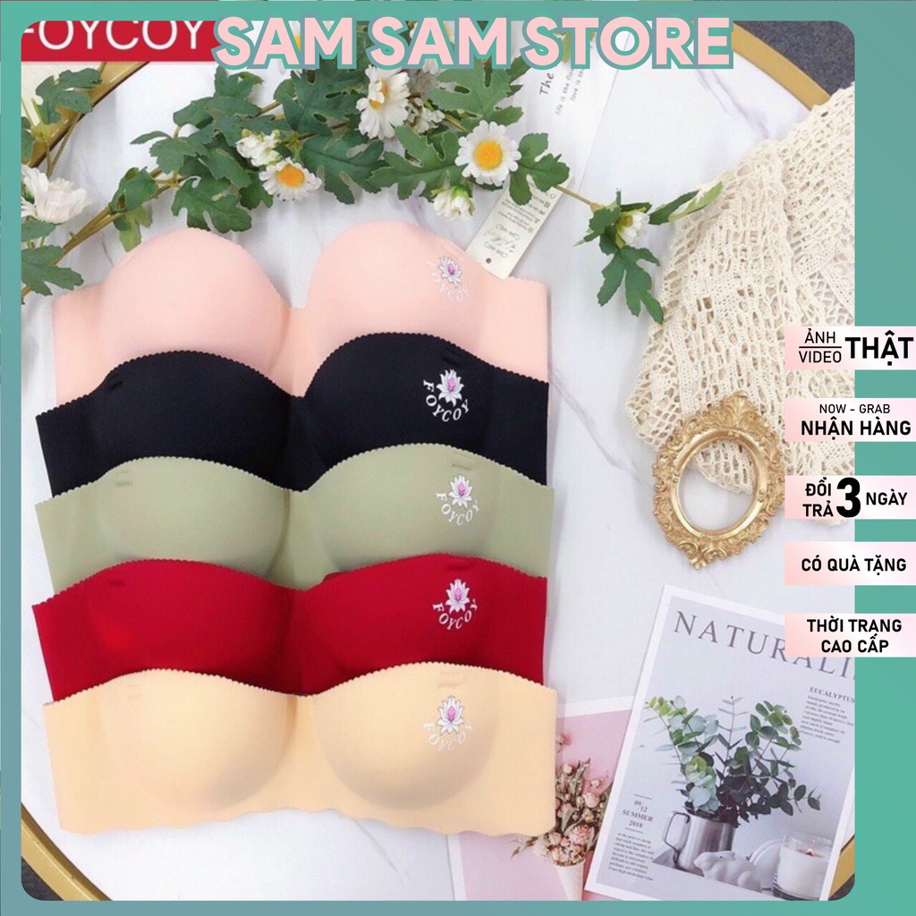 Áo Lót Nữ Không Gọng SAM SAM Đệm Mút Dày Cúp Ngang In Hoa Hàng Loại 1