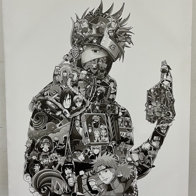 Tranh Canvas treo tường nhân vật Hatake Kakashi  bản trắng đen