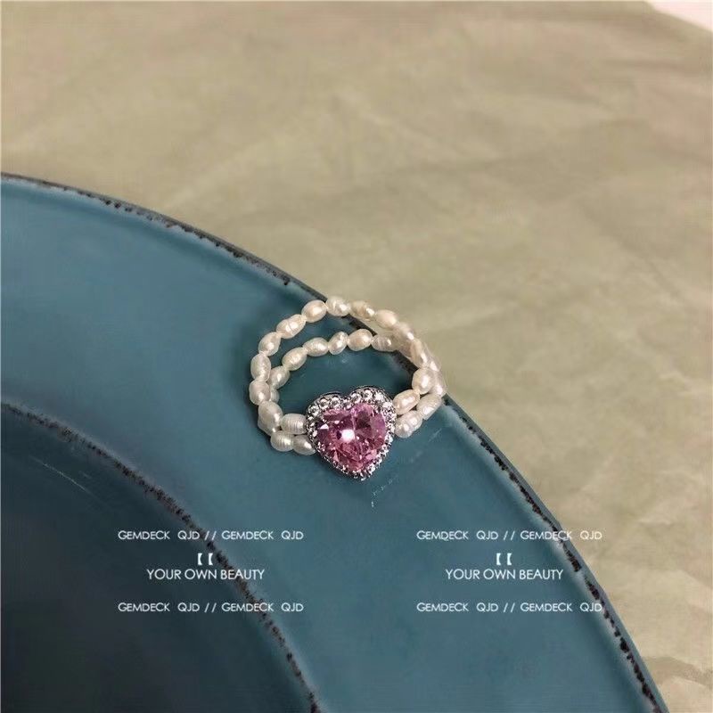 Nhẫn Đính Đá Hình Trái Tim Phong Cách Retro Thời Trang Cho Nữ
