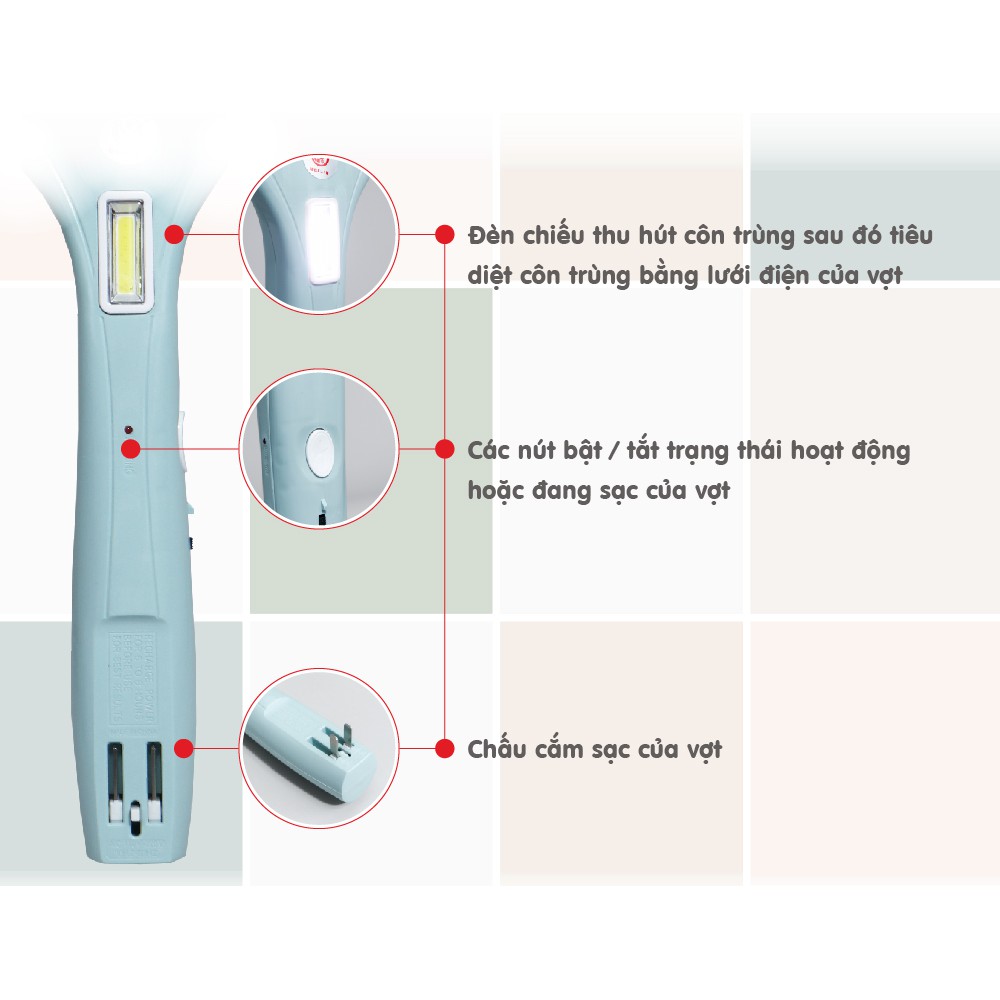 Vợt muỗi sạc điện đa năng Mỹ Linh 3888