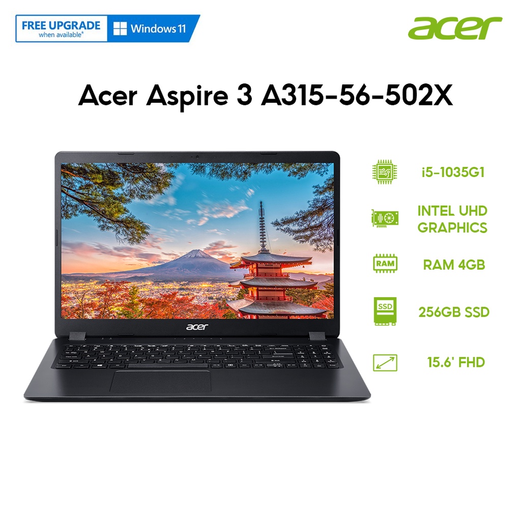 Laptop Acer Aspire 3 A315-56-502X i5-1035G1 | 4GB | 256GB | 15.6&quot; FHD | Win 10