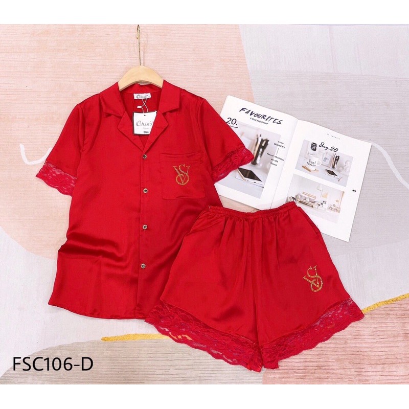 [FREE SHIP]Bộ đồ mặc nhà - Đồ ngủ nữ, lụa satin, thiết kế sang chảnh, sexy, tay cộc quần đùi dễ thương, ren gấu quyến rũ | BigBuy360 - bigbuy360.vn