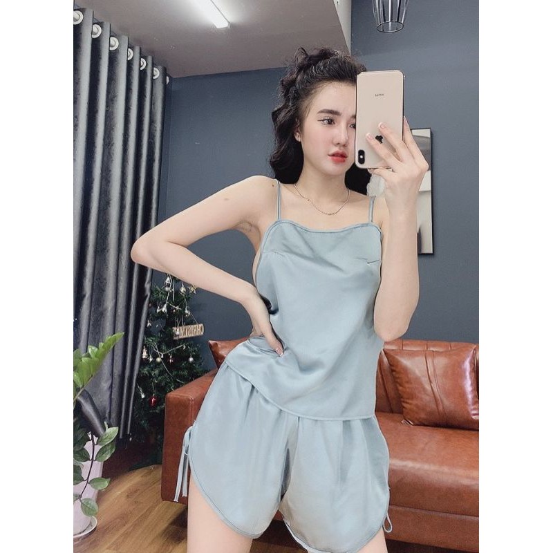 Đồ ngủ sexy ❤️FREE SHIP❤️ Bộ yếm + quần cột dây <65 kg