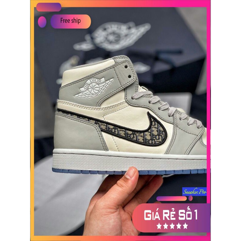 Giày thể thao AIR JORDAN 1 Xám trắng cổ cao siêu đẹp cho nam và nữ siêu đẹp | BigBuy360 - bigbuy360.vn
