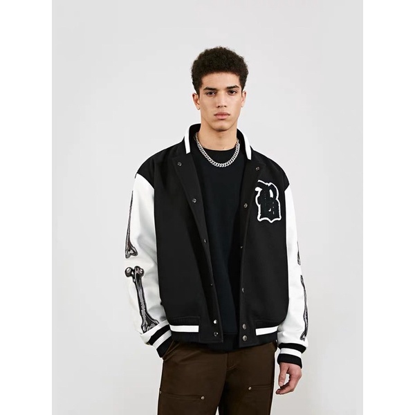 Áo Bomber, Vasity jacket season 2021 chất liệu nỉ bông tay giả da nam nữ Unisex - Mbug