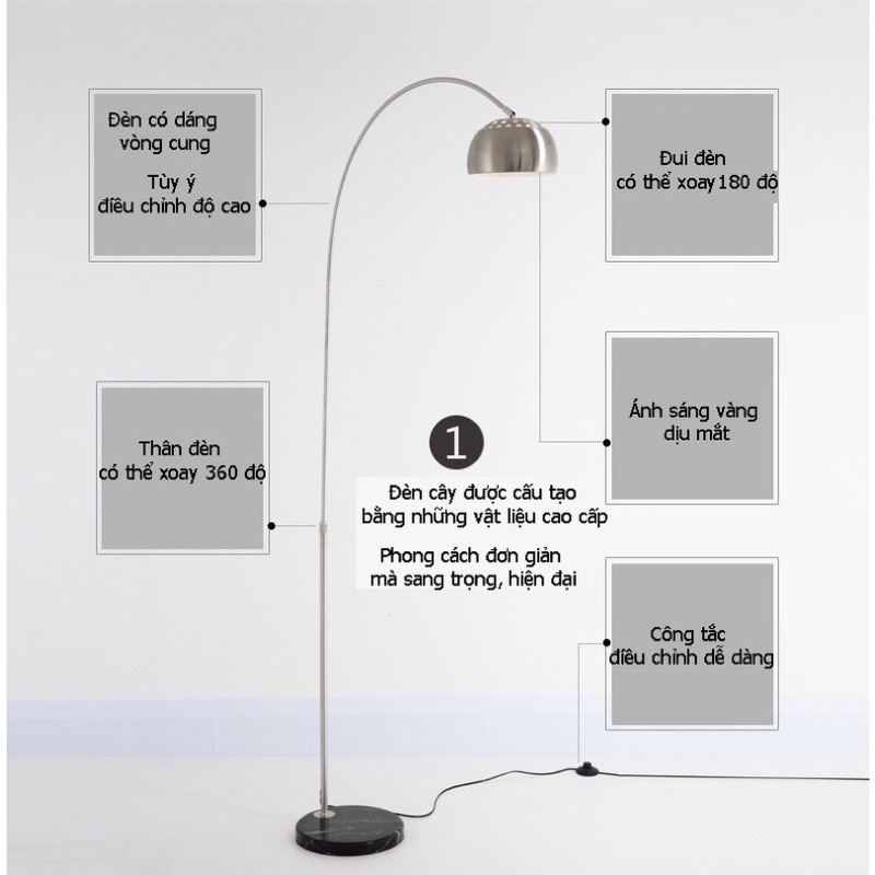 Đèn cây đứng BOW dáng cong trang trí decor phòng