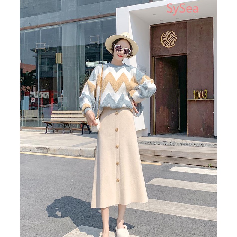 Chân Váy Len Dày Lưng Cao Thời Trang Mùa Đông Dành Cho Nữ